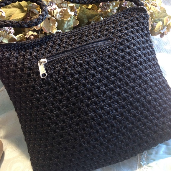 NEW Lina Crochet Cross Body Shoulder Bag Purse Braided Strap Black Interior 12x9 - Picture 3 of 8